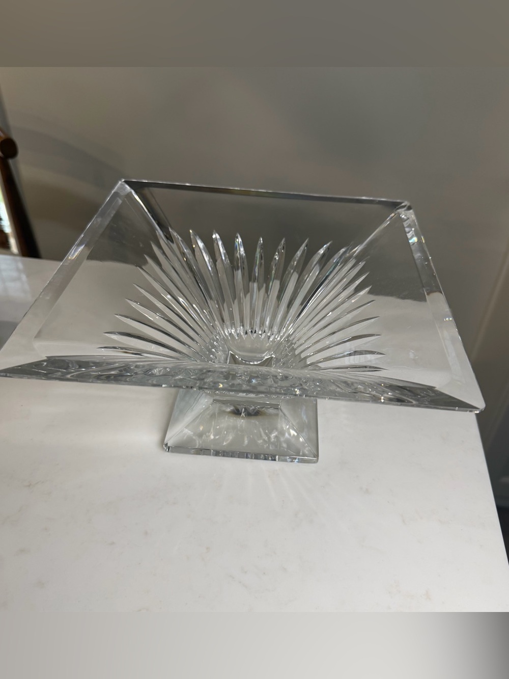 Waterford Cut Crystal Pedestal Bowl - Clear, with flaws.  Read